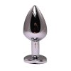 Silver medium heart-shaped butt plug with black crystal